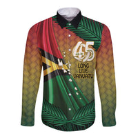 Personalised Long Live Vanuatu Independence Day Long Sleeve Button Shirt 46th Anniversary Woven Pattern LT14 Unisex Reggae - Polynesian Pride