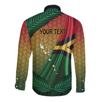 Personalised Long Live Vanuatu Independence Day Long Sleeve Button Shirt 46th Anniversary Woven Pattern LT14 - Polynesian Pride