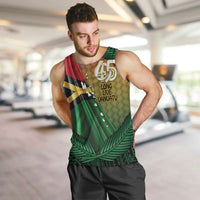 Personalised Long Live Vanuatu Independence Day Men Tank Top 46th Anniversary Woven Pattern LT14 Reggae - Polynesian Pride
