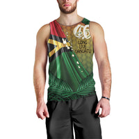 Personalised Long Live Vanuatu Independence Day Men Tank Top 46th Anniversary Woven Pattern LT14 - Polynesian Pride