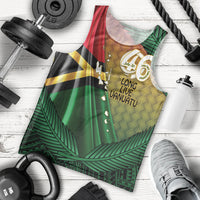 Personalised Long Live Vanuatu Independence Day Men Tank Top 46th Anniversary Woven Pattern LT14 - Polynesian Pride
