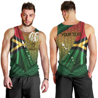 Personalised Long Live Vanuatu Independence Day Men Tank Top 46th Anniversary Woven Pattern LT14 - Polynesian Pride