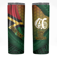 Personalised Long Live Vanuatu Independence Day Skinny Tumbler 45th Anniversary Woven Pattern - Polynesian Pride
