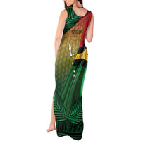 Personalised Long Live Vanuatu Independence Day Tank Maxi Dress 46th Anniversary Woven Pattern LT14 - Polynesian Pride