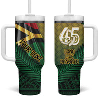 Personalised Long Live Vanuatu Independence Day Tumbler With Handle 46th Anniversary Woven Pattern LT14 One Size: 40 oz Reggae - Polynesian Pride
