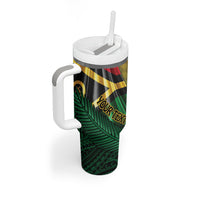 Personalised Long Live Vanuatu Independence Day Tumbler With Handle 46th Anniversary Woven Pattern LT14 - Polynesian Pride