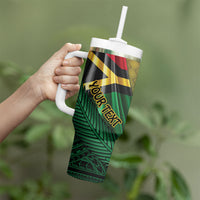 Personalised Long Live Vanuatu Independence Day Tumbler With Handle 46th Anniversary Woven Pattern LT14 - Polynesian Pride
