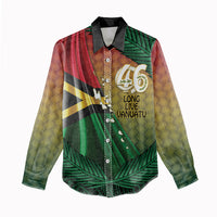 Personalised Long Live Vanuatu Independence Day Women Casual Shirt 45th Anniversary Woven Pattern - Polynesian Pride
