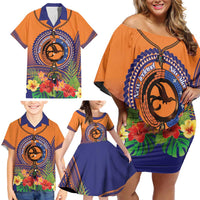 PNG New Ireland Province Family Matching Off Shoulder Short Dress and Hawaiian Shirt Niu Ailan Necklace Polynesian Tattoo LT14 - Polynesian Pride