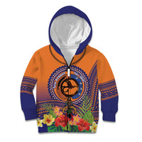 PNG New Ireland Province Kid Hoodie Niu Ailan Necklace Polynesian Tattoo LT14 Zip Hoodie Orange - Polynesian Pride