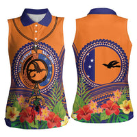 PNG New Ireland Province Women Sleeveless Polo Shirt Niu Ailan Necklace Polynesian Tattoo LT14 - Polynesian Pride