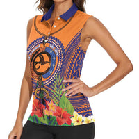 PNG New Ireland Province Women Sleeveless Polo Shirt Niu Ailan Necklace Polynesian Tattoo LT14 - Polynesian Pride