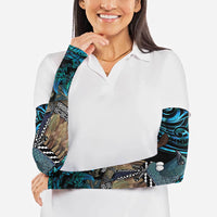 New Zealand Tui Bird Taiaha Arm Sleeves Maori Weapon Paua Shell Mix Silver Fern