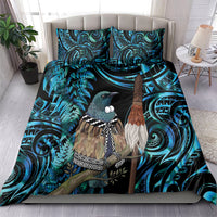 New Zealand Tui Bird Taiaha Bedding Set Maori Weapon Paua Shell Mix Silver Fern