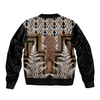 Wahaika New Zealand Bomber Jacket Maori Weapon Kowhaiwhai Fern Poutama Motifs