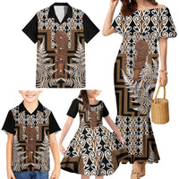 Wahaika New Zealand Family Matching Mermaid Dress and Hawaiian Shirt Maori Weapon Kowhaiwhai Fern Poutama Motifs