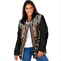 Wahaika New Zealand Padded Jacket Maori Weapon Kowhaiwhai Fern Poutama Motifs