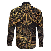 Black and Gold Polynesia Family Matching Summer Maxi Dress and Hawaiian Shirt Plumeria Tattoo With Polynesian Pattern LT14 - Polynesian Pride