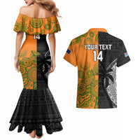 Custom Fiji And Australia Rugby Couples Matching Mermaid Dress and Hawaiian Shirt Fijian Tapa Pattern With Aussie Aboriginal Art LT14 - Polynesian Pride