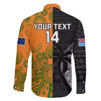 Custom Fiji And Australia Rugby Family Matching Mermaid Dress and Hawaiian Shirt Fijian Tapa Pattern With Aussie Aboriginal Art LT14 - Polynesian Pride