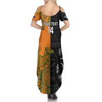 Custom Fiji And Australia Rugby Family Matching Summer Maxi Dress and Hawaiian Shirt Fijian Tapa Pattern With Aussie Aboriginal Art LT14 - Polynesian Pride