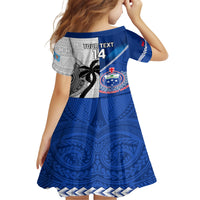 Custom Fiji And Samoa Rugby Family Matching Long Sleeve Bodycon Dress and Hawaiian Shirt 2023 World Cup Samoan Mix Tapa Pattern LT14 - Polynesian Pride