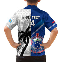 Custom Fiji And Samoa Rugby Family Matching Off Shoulder Short Dress and Hawaiian Shirt 2023 World Cup Samoan Mix Tapa Pattern LT14 - Polynesian Pride