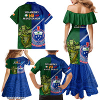 Samoa And Ireland Rugby Family Matching Mermaid Dress and Hawaiian Shirt 2023 World Cup Manu Samoa With Shamrocks LT14 - Polynesian Pride