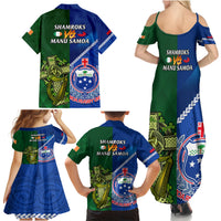 Samoa And Ireland Rugby Family Matching Summer Maxi Dress and Hawaiian Shirt 2023 World Cup Manu Samoa With Shamrocks LT14 - Polynesian Pride