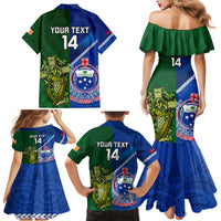 Custom Samoa And Ireland Rugby Family Matching Mermaid Dress and Hawaiian Shirt 2023 World Cup Manu Samoa With Shamrocks LT14 - Polynesian Pride