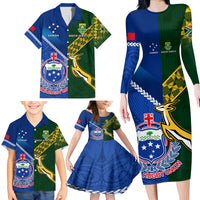Samoa And South Africa Rugby Family Matching Long Sleeve Bodycon Dress and Hawaiian Shirt 2023 World Cup Manu Samoa With Springboks LT14 - Polynesian Pride