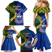 Samoa And South Africa Rugby Family Matching Mermaid Dress and Hawaiian Shirt 2023 World Cup Manu Samoa With Springboks LT14 - Polynesian Pride