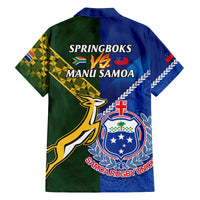 Samoa And South Africa Rugby Family Matching Tank Maxi Dress and Hawaiian Shirt 2023 World Cup Manu Samoa With Springboks LT14 - Polynesian Pride