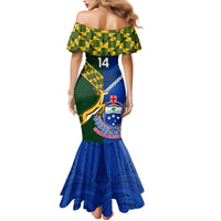 Custom Samoa And South Africa Rugby Family Matching Mermaid Dress and Hawaiian Shirt 2023 World Cup Manu Samoa With Springboks LT14 - Polynesian Pride