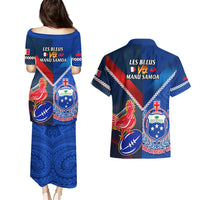 Samoa And France Rugby Couples Matching Puletasi Dress and Hawaiian Shirt 2023 World Cup Manu Samoa With Les Bleus LT14 - Polynesian Pride