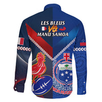 Samoa And France Rugby Family Matching Long Sleeve Bodycon Dress and Hawaiian Shirt 2023 World Cup Manu Samoa With Les Bleus LT14 - Polynesian Pride