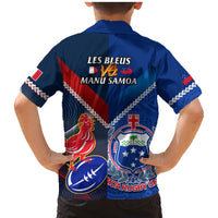 Samoa And France Rugby Family Matching Mermaid Dress and Hawaiian Shirt 2023 World Cup Manu Samoa With Les Bleus LT14 - Polynesian Pride