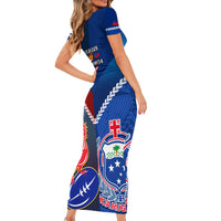 Samoa And France Rugby Family Matching Short Sleeve Bodycon Dress and Hawaiian Shirt 2023 World Cup Manu Samoa With Les Bleus LT14 - Polynesian Pride