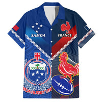 Samoa And France Rugby Hawaiian Shirt 2023 World Cup Manu Samoa With Les Bleus LT14 Blue - Polynesian Pride