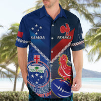 Samoa And France Rugby Hawaiian Shirt 2023 World Cup Manu Samoa With Les Bleus LT14 - Polynesian Pride