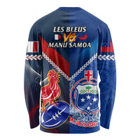 Samoa And France Rugby Long Sleeve Shirt 2023 World Cup Manu Samoa With Les Bleus LT14 - Polynesian Pride
