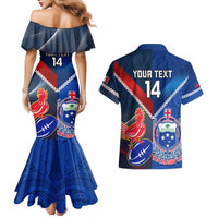 Custom Samoa And France Rugby Couples Matching Mermaid Dress and Hawaiian Shirt 2023 World Cup Manu Samoa With Les Bleus LT14 - Polynesian Pride