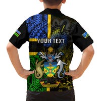 Personalised South Sea Islanders Family Matching Long Sleeve Bodycon Dress and Hawaiian Shirt Kanakas With Solomon Islands Coat Of Arms LT14 - Polynesian Pride