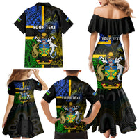Personalised South Sea Islanders Family Matching Mermaid Dress and Hawaiian Shirt Kanakas With Solomon Islands Coat Of Arms LT14 - Polynesian Pride