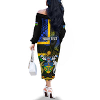 Personalised South Sea Islanders Family Matching Off Shoulder Long Sleeve Dress and Hawaiian Shirt Kanakas With Solomon Islands Coat Of Arms LT14 - Polynesian Pride