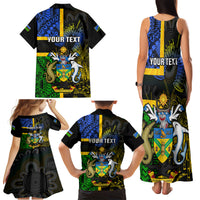 Personalised South Sea Islanders Family Matching Tank Maxi Dress and Hawaiian Shirt Kanakas With Solomon Islands Coat Of Arms LT14 - Polynesian Pride