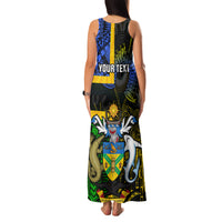 Personalised South Sea Islanders Family Matching Tank Maxi Dress and Hawaiian Shirt Kanakas With Solomon Islands Coat Of Arms LT14 - Polynesian Pride