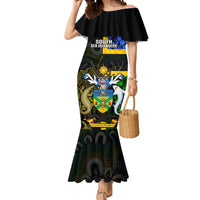 Personalised South Sea Islanders Mermaid Dress Kanakas With Solomon Islands Coat Of Arms LT14 Women Black - Polynesian Pride
