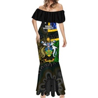 Personalised South Sea Islanders Mermaid Dress Kanakas With Solomon Islands Coat Of Arms LT14 - Polynesian Pride