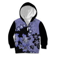 Purple Hawaii Kid Hoodie Tapa Cloth Mix Tropical Flowers Pastel Vibes LT14 Zip Hoodie Purple - Polynesian Pride